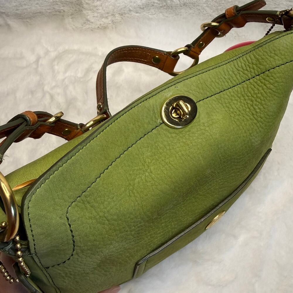 RARE y2k COACH 8A54 Chelsea Hobo Turnlock Nubuc Green Shoulder Bag - Picture 5 of 12
